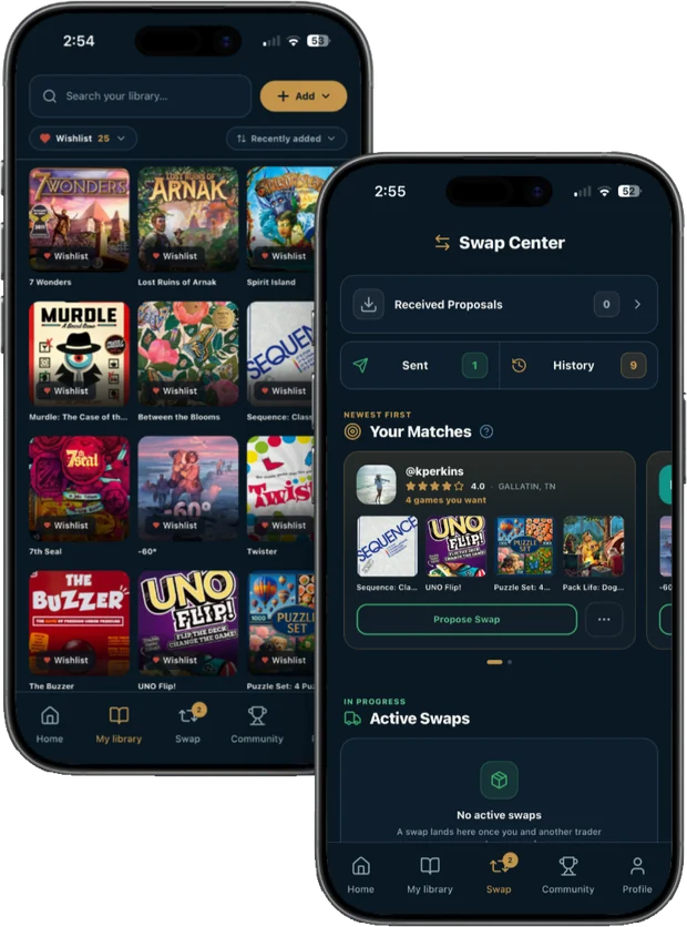 Your Matches — a trader with four games you want
